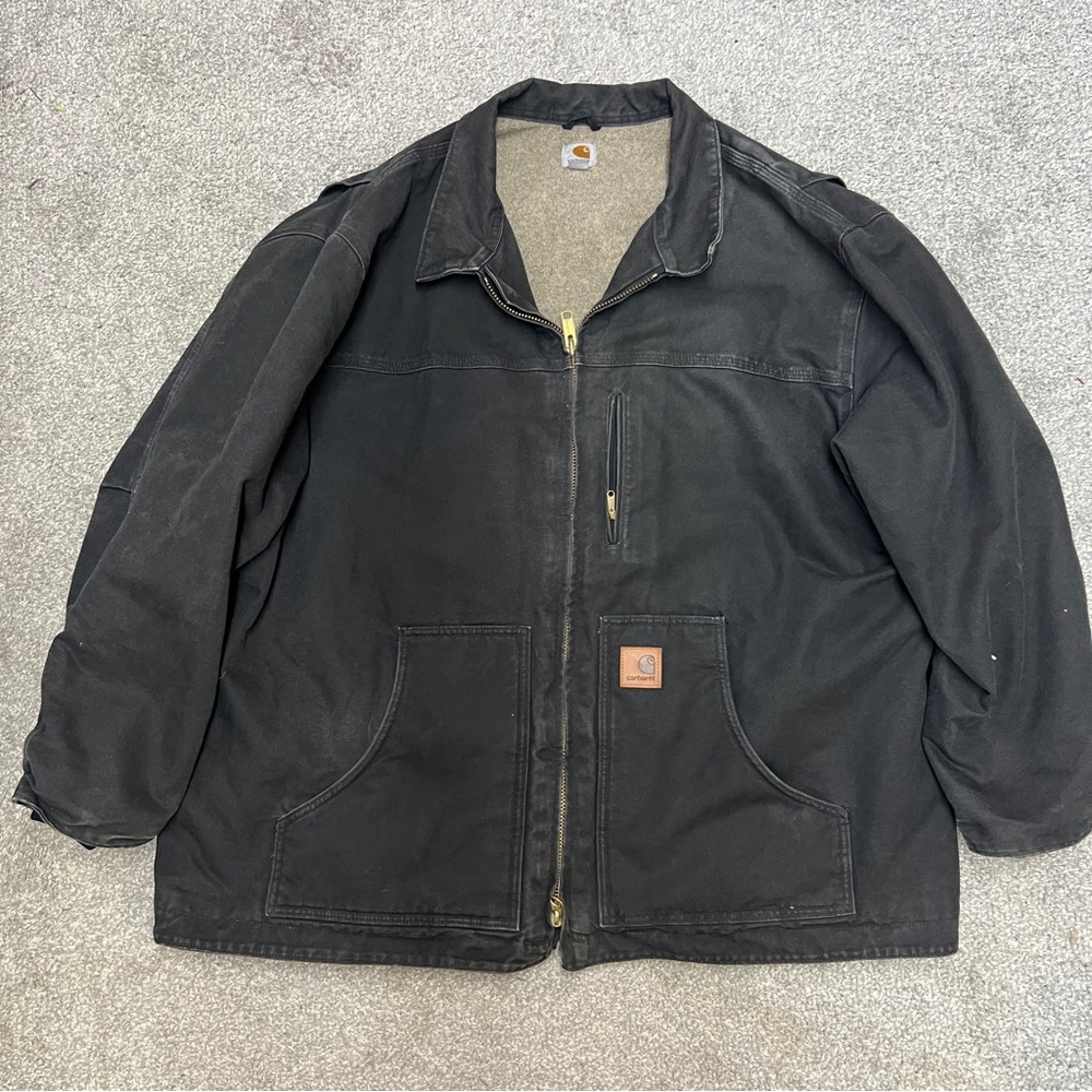 Carhartt Jacket Mens 3XL Black Duck Canvas Sherpa Lined Work Coat C61 BLK